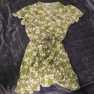 LC Lauren Conrad Green Floral Midi Dress